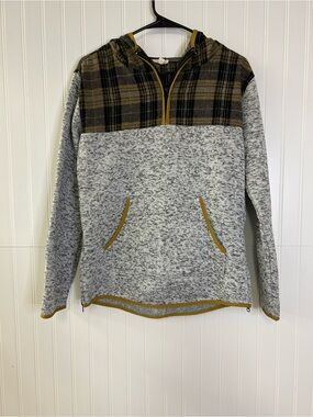 Hem and Thread Grey Knit Pullover Hoodie Size Small